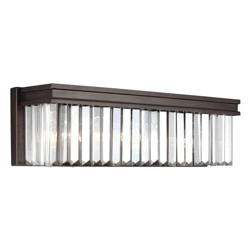  Sea Gull Lighting 4414004-965 Carondelet Four-Light Wall/ Bath with Clear Beveled Glass Panels, Antique Brushed Nickel Finish