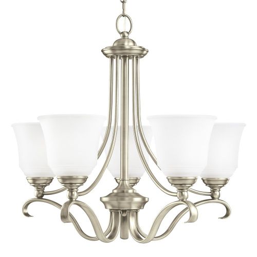  Sea Gull Lighting 31380-965 Parkview Five-Light Chandelier with Satin Etched Glass Shades, Antique Brushed Nickel Finish