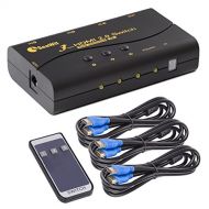 Sea Wit HDMI Switch-3 Port HDMI Switch with 3 HDMI Cables,Wireless IR Remote Control Supports 4K 1080P 3D,3 in 1 Out Switcher - Black