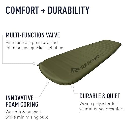  Sea to Summit Camp Plus Self-Inflating Foam Sleeping Mat for Camping, Rectangular - Large (79 x 25 x 3 inches)