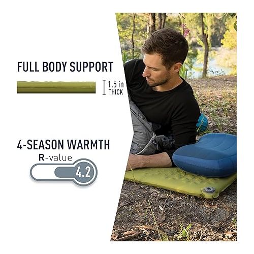  Sea to Summit Camp Self-Inflating Foam Sleeping Mat for Camping and Backpacking, Rectangular - Regular (72 x 25 x 1.5 inches)