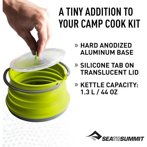  Sea to Summit X-Pot Kettle Collapsible Camping Cook Pot with Lid, 1.3 Liter, Lime