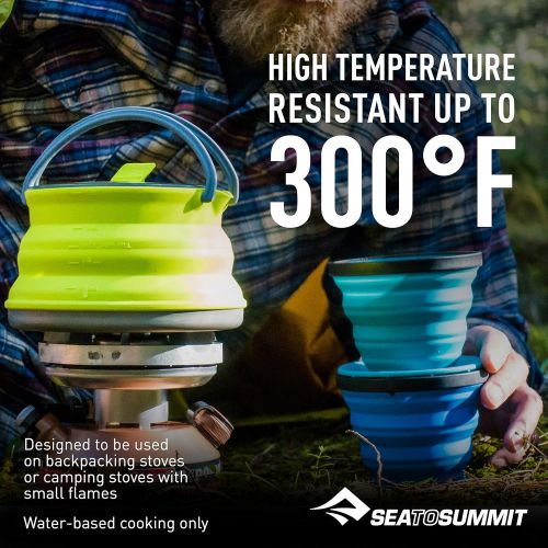  Sea to Summit X-Pot Kettle Collapsible Camping Cook Pot with Lid, 1.3 Liter, Lime