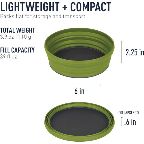  Sea to Summit X-Bowl Collapsible Silicone Camping Dish, XL (38 fl oz), Olive