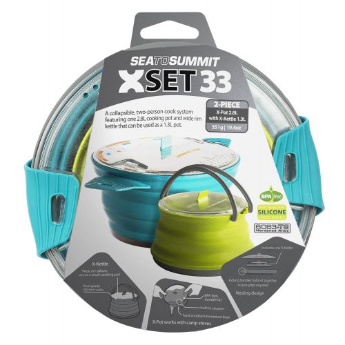  Sea to Summit X-Set 33 (2 Piece) X-Pot & Kettle, 2.8 Large1.3 L, Pacific Blue