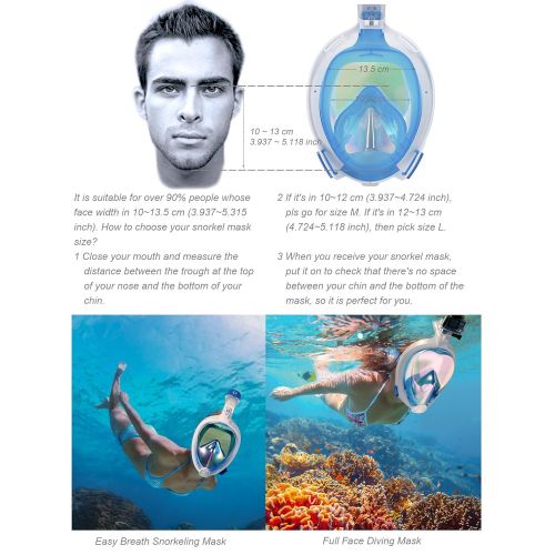  SeaELF Full Face Snorkel Mask Easybreath Foldable Anti-UV Ear Equalizer 180°Panoramic Seaview Anti-Leak Anti-Fog with Camera Mount Earplugs Portable Bag for Adult Youth Kids