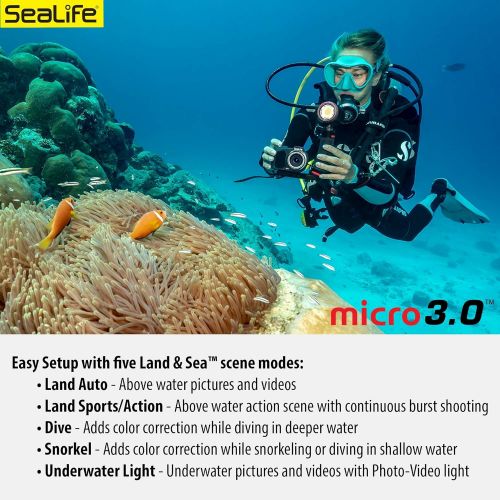  SeaLife Micro 3.0 64GB, 16mp, 4K Underwater Camera for Underwater Photography and Video, Easy Set-up, Wireless Transfer; Includes case, Wrist Strap