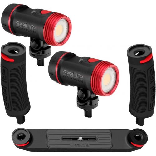 SeaLife SL989 Underwater PhotoVideo Sea Dragon Duo 5000 Video Light Set with 2 2500 Lights, 2 Grips, Dual Tray & SL944 Duo Case