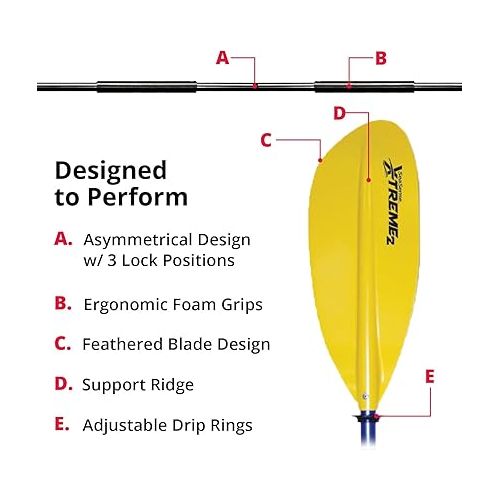  SeaSense Xtreme 2 Kayak Paddle, 84” - Fiberglass Reinforced Nylon Blades, 2-Piece Construction - Great for Sport, Sea, Whitewater, Recreational & Fishing Kayaking