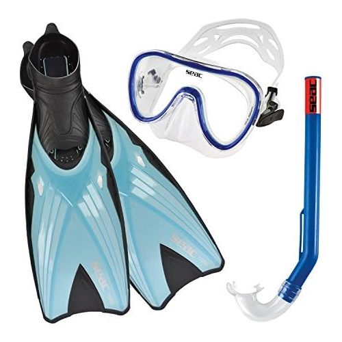  Seac Set Trab Siltra Schnorchelset mit Flossen, Maske und Schlauch, blau, 38/39