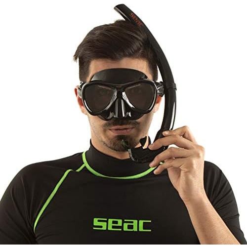  Seac Unisex Erwachsene Top Flex Faltbarer Schnorchel zum Tauchen, Freediving, Freitauchen und Speerfischen, Schwarz, Standard