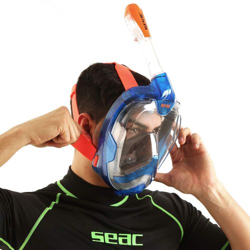  Seac Magica, Schnorchelmaske Vollgesichtsmaske Anti-Beschlag system mit einem weichen Maskenkoerper in 2 Groessen, Dry Top Schnorchel mit Auslassventil