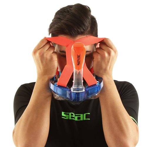  Seac Magica, Schnorchelmaske Vollgesichtsmaske Anti-Beschlag system mit einem weichen Maskenkoerper in 2 Groessen, Dry Top Schnorchel mit Auslassventil