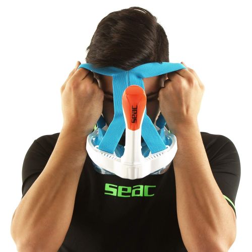  Seac Magica, Schnorchelmaske Vollgesichtsmaske Anti-Beschlag system mit einem weichen Maskenkoerper in 2 Groessen, Dry Top Schnorchel mit Auslassventil