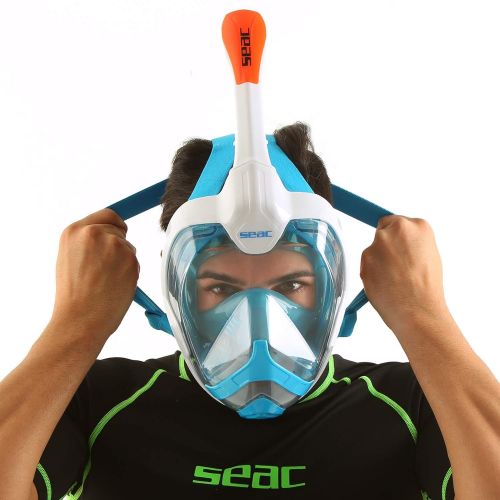  Seac Magica, Schnorchelmaske Vollgesichtsmaske Anti-Beschlag system mit einem weichen Maskenkoerper in 2 Groessen, Dry Top Schnorchel mit Auslassventil