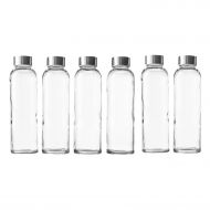 Seacoast - 18 Oz Glass Juice Bottles With Regular 18/10 Steel Caps (6, Clear)