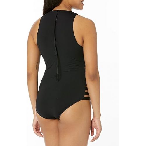  Seafolly Women's High Neck One Piece Swimsuit with Multi Strap Sides