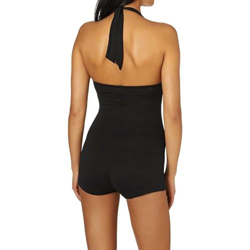  Seafolly Women's Standard Twist Front Halter Retro Boyleg One Piece Swimsuit