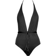 Seafolly Women's Standard Deep V One Piece Swimsuit with Belt Tie