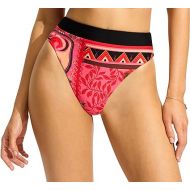 Seafolly Women's Rise Cheeky Coverage Hi Leg Bikini Bottom Swimsuit