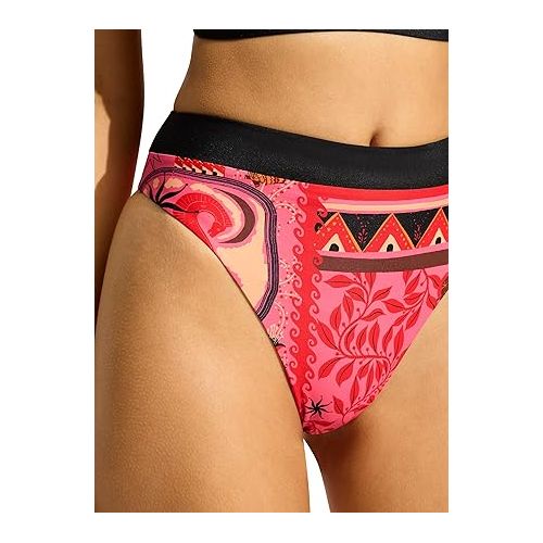  Seafolly Women's Rise Cheeky Coverage Hi Leg Bikini Bottom Swimsuit