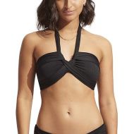 Seafolly Women's Standard Bandeau Halter Bikini Top Swimsuit, Eco Collective Black, 6