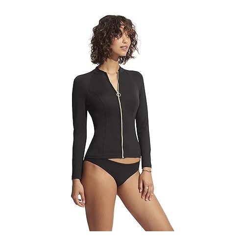  Seafolly Women's Long Sleeve Zip Front Rashguard with Removable Cups