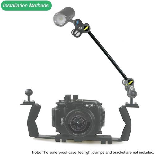  [아마존베스트]Seafrogs Double aluminium ball arm for connecting strobe light and video light to underwater housing