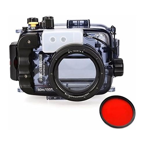  Sea frogs Seafrogs 40m130ft Waterproof Underwater Camera Housing Case for A6000 A6300 A6500 Can Be Used With 16-50mm Lens w EACHSHOT Red Filter