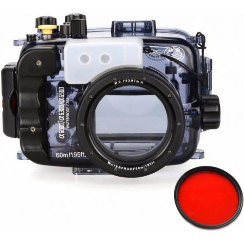  Sea frogs Seafrogs 40m130ft Waterproof Underwater Camera Housing Case for A6000 A6300 A6500 Can Be Used With 16-50mm Lens w EACHSHOT Red Filter