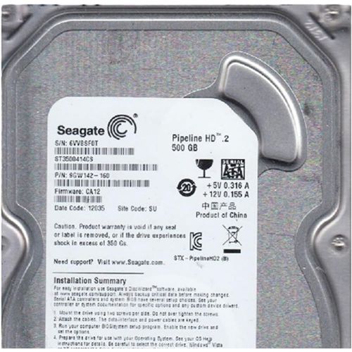  Seagate Pipeline HD 500 GB, Internal, 5900 RPM, 3.5 (ST3500414CS) Hard Drive