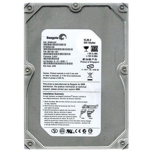  ST3500641NS Seagate 500GB 7200RPM SATA 3.0 Gbps 3.5 inch NL35 Hard Drive