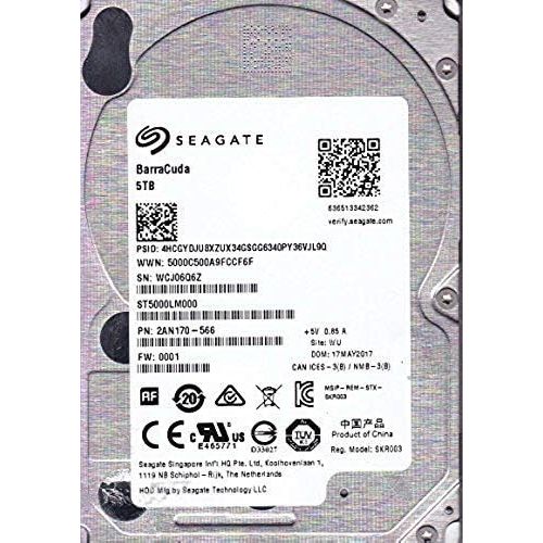  ST5000LM000, WCJ, WU, PN 2AN170-566, FW 0001, Seagate 5TB SATA 2.5 Hard Drive