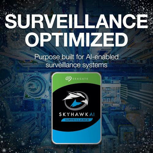  Seagate Skyhawk AI 14TB Surveillance Internal Hard Drive HDD?3.5 Inch SATA 6Gb/s 256MB Cache with Drive Health Management + 3-Year Rescue Service (ST14000VE0008)