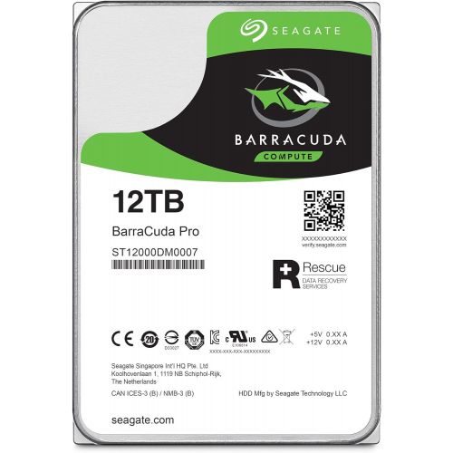  Seagate BarraCuda Pro Performance Internal Hard Drive SATA HDD 12TB 6GB/s 256MB Cache 3.5-Inch (ST12000DM0007)