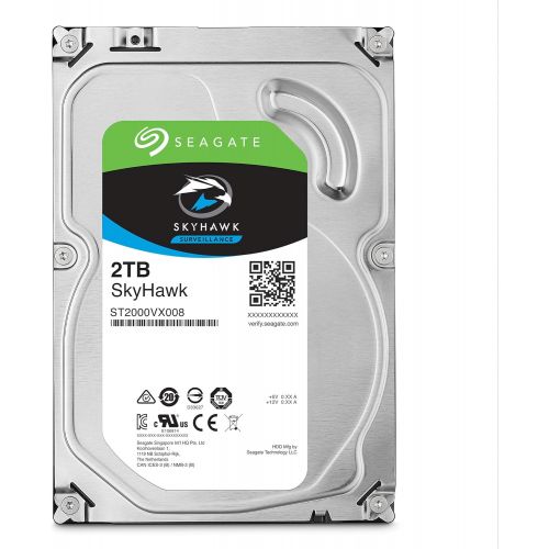  Seagate SkyHawk 2TB Surveillance Internal Hard Drive HDD ? 3.5 Inch SATA 6Gb/s 64MB Cache for DVR NVR Security Camera System with Drive Health Management (ST2000VX008)