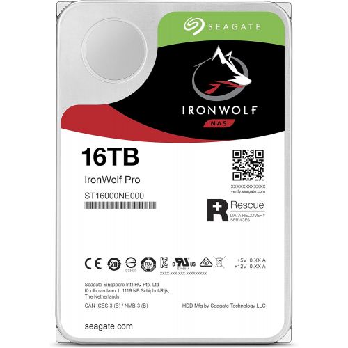  Seagate IronWolf Pro 16TB NAS Internal Hard Drive HDD ? CMR 3.5 Inch SATA 6GB/S 7200 RPM 256MB Cache for Raid Network Attached Storage, Data Recovery Rescue Service (ST16000NE000)