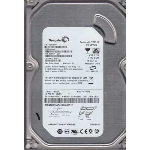  Seagate 80 GB 3.5-Inch SATA 7200 8 MB?Bulk/OEM Hard Drive ST380815AS