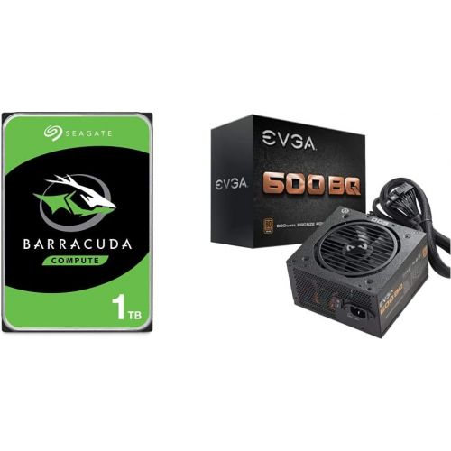  Seagate Bare Drives Barracuda 1TB Internal Hard Drive HDD & EVGA 110-BQ-0600-K1 600 BQ, 80+ Bronze 600W, Semi Modular, FDB Fan, 3 Year Warranty, Power Supply