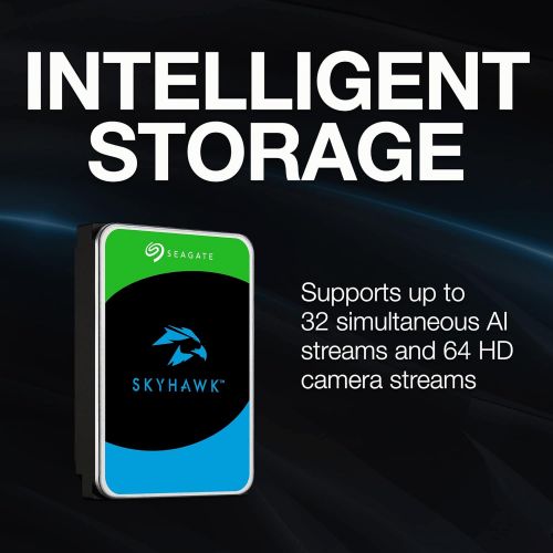  Seagate Skyhawk AI 10TB Video Internal Hard Drive HDD ? 3.5 Inch SATA 6Gb/s 256MB Cache for DVR NVR Security Camera System with in-House Rescue Services (ST10000VE001)