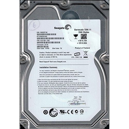  Seagate ST31500341AS P/N: 9JU138-302 F/W: CC1H TK 9VS 1.5TB