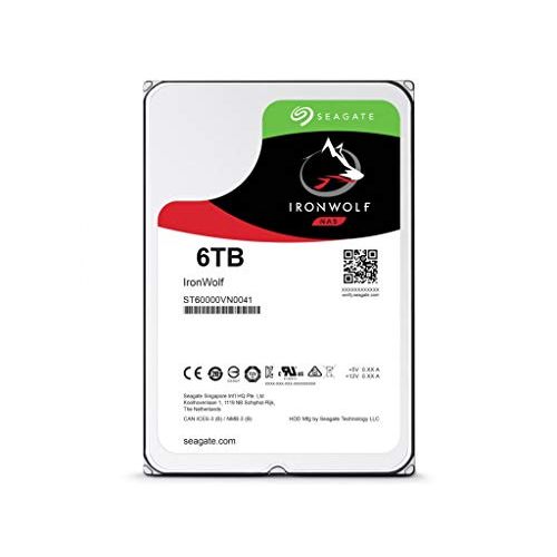  Seagate 6TB IronWolf NAS SATA 6Gb/s NCQ 128MB Cache 3.5-Inch Internal Hard Drive (ST6000VN0041)