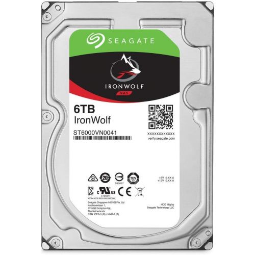  Seagate IronWolf ST6000VN001 6 TB Hard Drive - 3.5 Internal - SATA (SATA/600) - Storage System Device Supported - 7200rpm - 256 MB Buffer