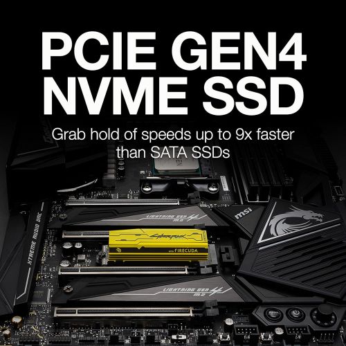  Seagate FireCuda 520 Cyberpunk 2077 Limited Edition SSD 1TB Solid State Drive - M.2 NVMe PCIe Gen4, up to 5000 MB/s,?with RGB LED lightings and Heatsink, Rescue Services (ZP1000GM3