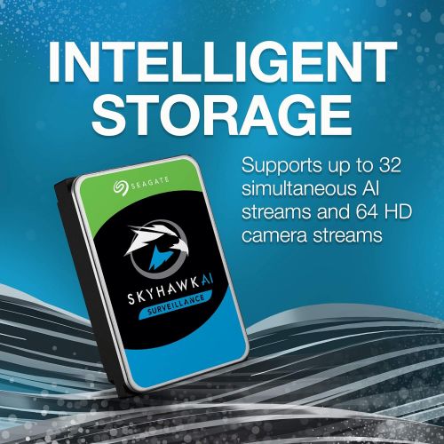  Seagate Skyhawk AI 16TB Video Internal Hard Drive HDD ? 3.5 Inch SATA 6Gb/s 256MB Cache for DVR NVR Security Camera System with Drive Health Management and in-House Rescue Services