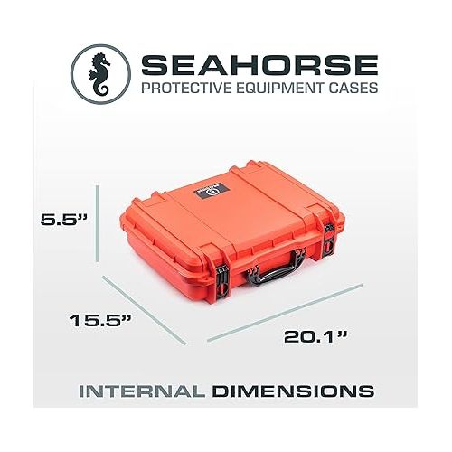  Seahorse 710 Heavy Duty Protective Dry Box Case With Foam - TSA Approved / Mil Spec / IP67 Waterproof / USA Made for Cameras, Firearms, Camping, Laptops, Consoles, VR (Orange)