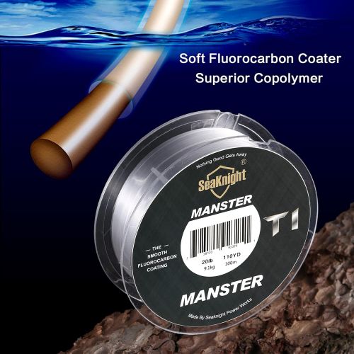  [아마존베스트]SeaKnight T1 Fluorocarbon Single String Fishing Line 100% Fluorocarbon 100m/111yds Monofilament Sinking Leader Line