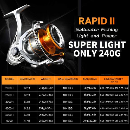  [아마존베스트]SeaKnight Rapid Carp Fishing Reel, Anti-Corrosion Saltwater Spinning Reel, Sea Fishing Reels, 3000, 4000, 5000, 6000