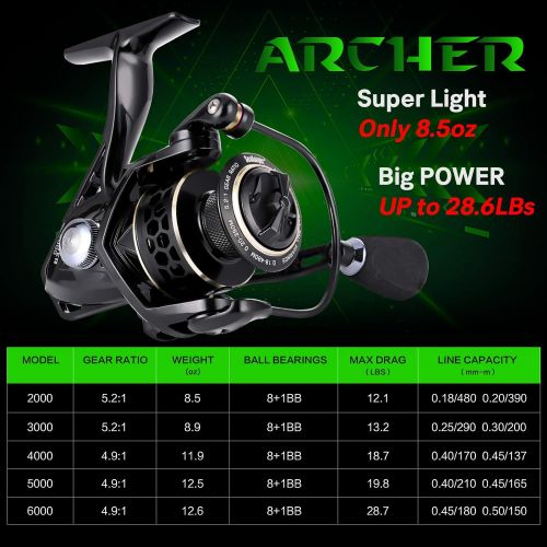  [아마존베스트]SeaKnight Archer Spinning Reel 8+1BB Ultralight Fishing Reel Carp 4.9:1 5.2:1 Fresh Water Max Drag 29LB