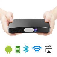 Sealegend Mini Projector 3000 Lumens Support Full HD 1080P with WiFi Bluetooth Built-in Battery 8000mAh Android OS HDMI USB SD Card Slot, Black
